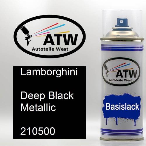 Lamborghini, Deep Black Metallic, 210500: 400ml Sprühdose, von ATW Autoteile West.